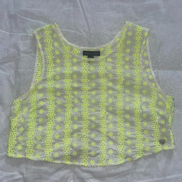 Kendall and Kylie Neon Yellow Embroidered Tank Top - Picture 2 of 5